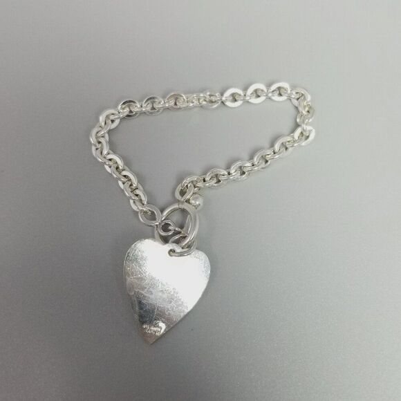 Vintage Basch Sterling Silver M Monogram Heart Charm Bracelet, Initial Letter - Picture 3 of 9